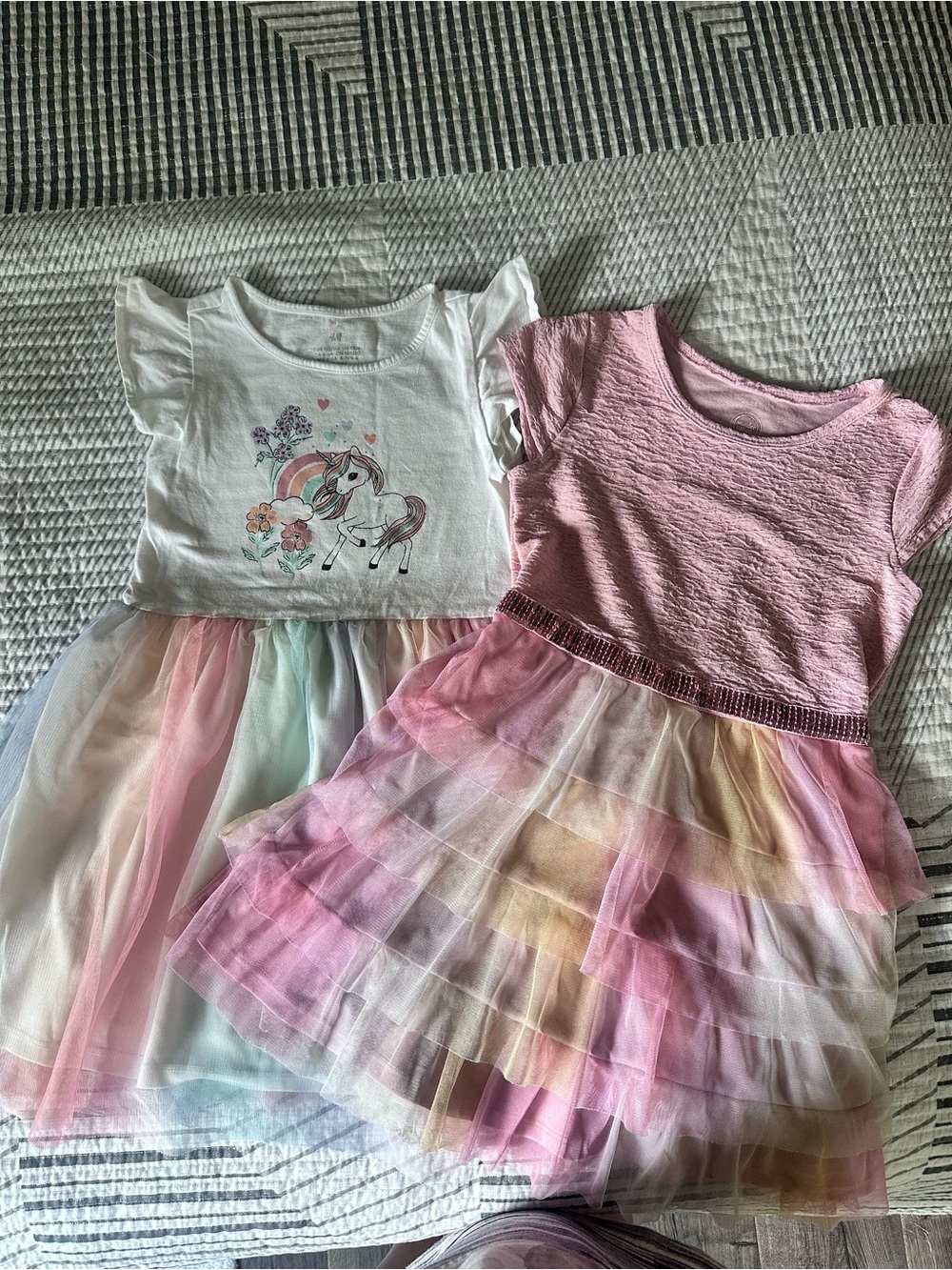 H&M Girls' White & Pink Rainbow Tulle Dresses
